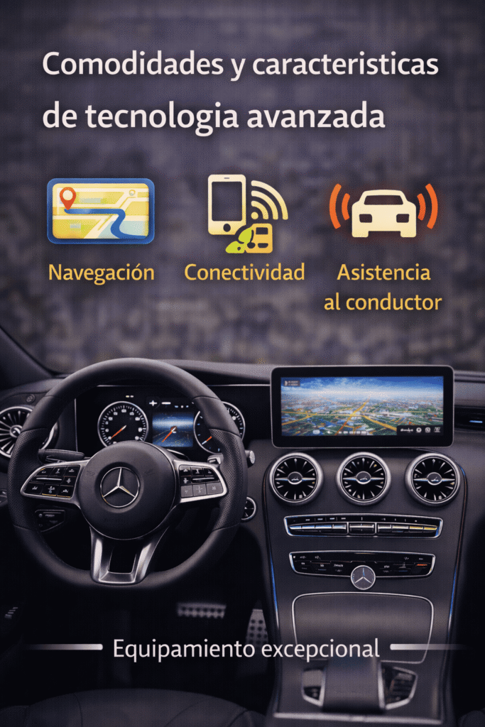 Tecnología avanzada navegación conectividad y asistencias al conductor equipamiento excepcional y el interior de in mercedes con mucha tecnología
