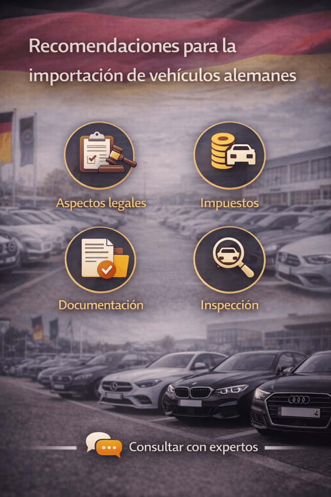 Concesionario alemán y recomendaciones para importar aspectos legales impuestos documentación e inspecciones consultar con expertos