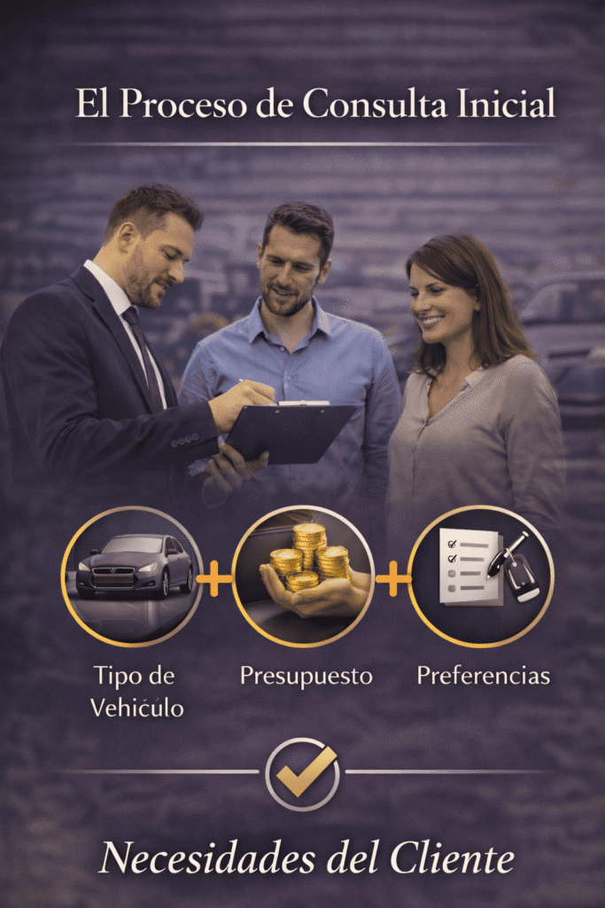 Operario ofreciendo los servicios de la consulta inicial a una pareja