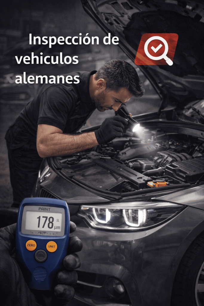 Operario revisando el motor de un coche alemán