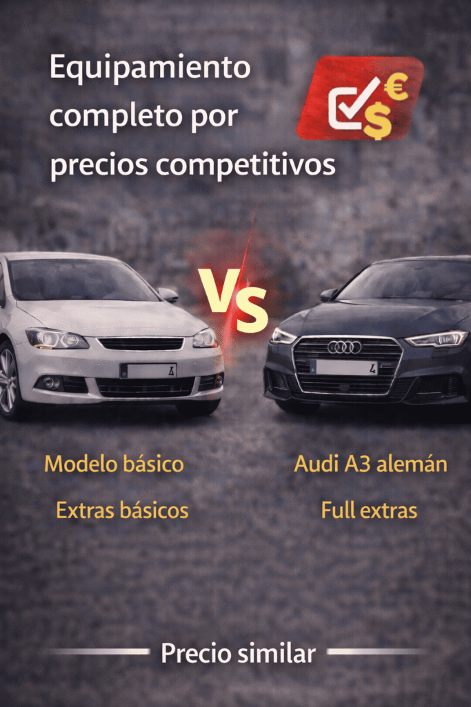 Comparativa coche español modelo básico y modelo Audi alemán full extras precio similar