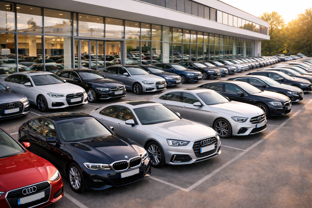 Coches alemanes en un concesionario