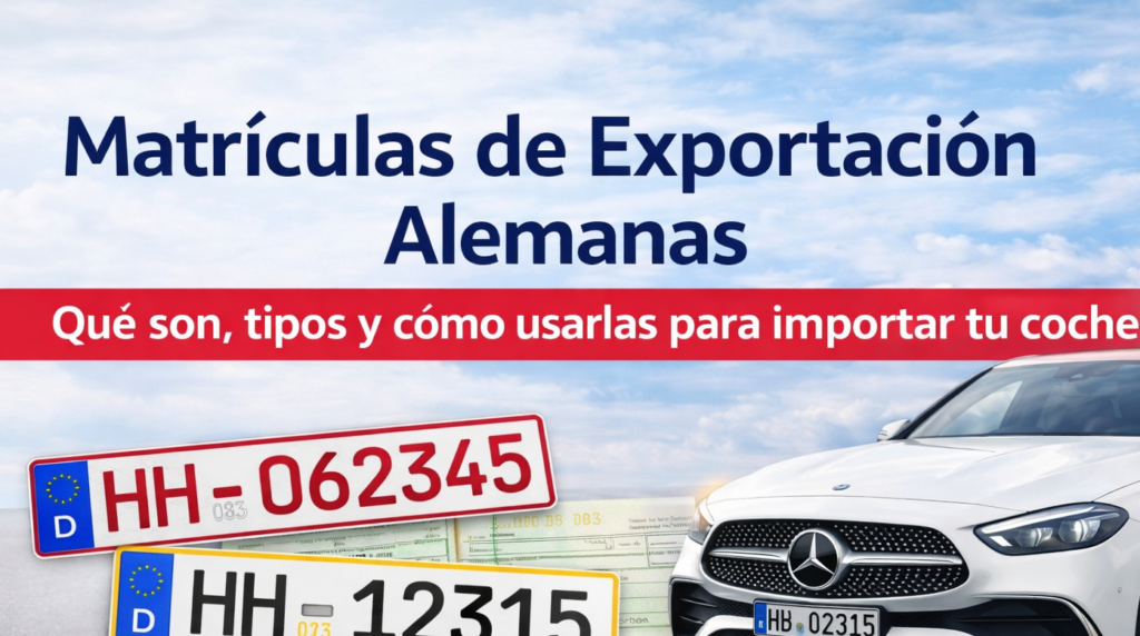 matriculas de exportacion amarillas y blancas y un coche mercedes blanco